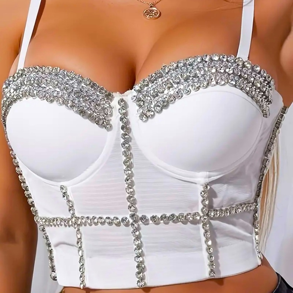Glamorous rhinestone corset crop top